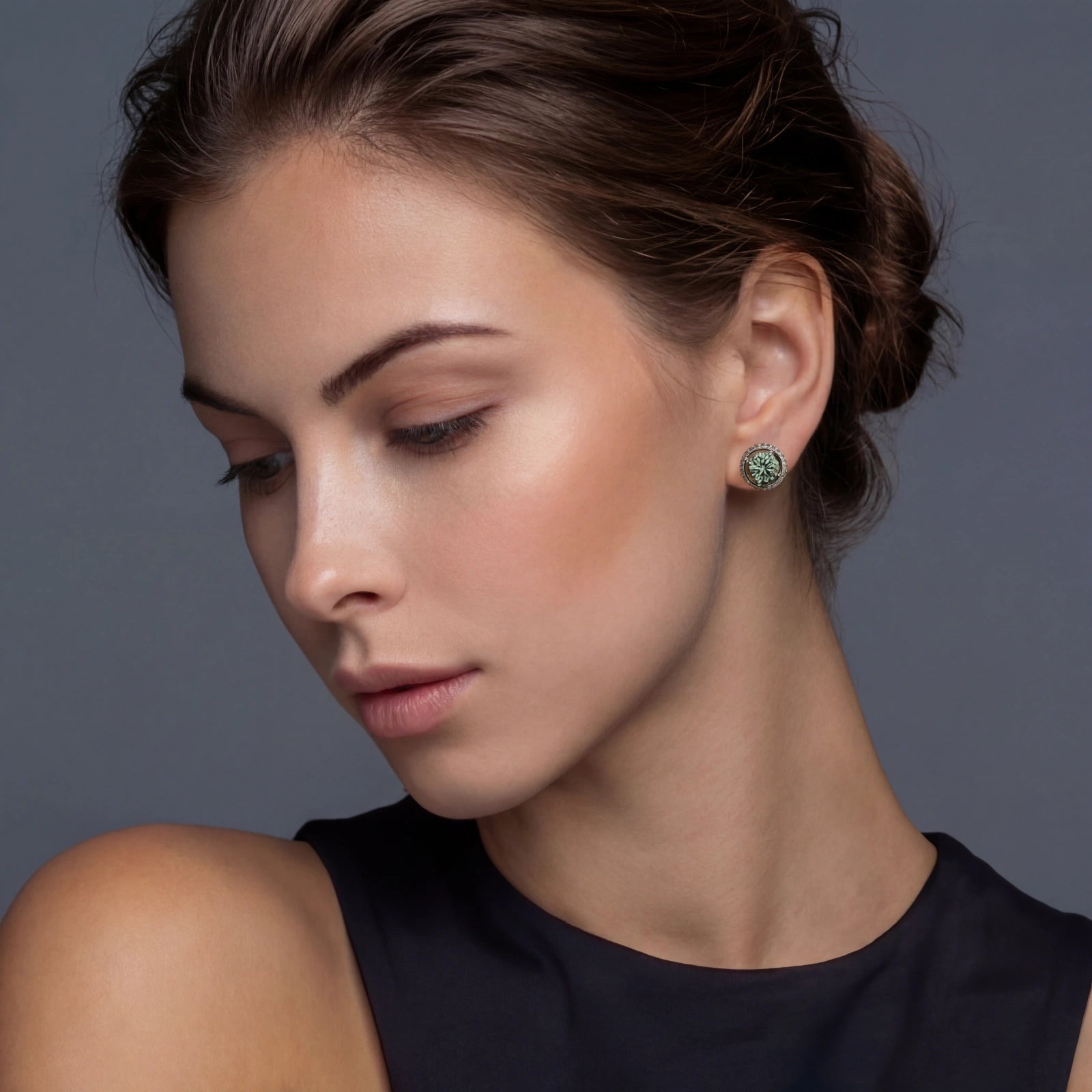 Emerald Spark Halo Studs by Valtrexa