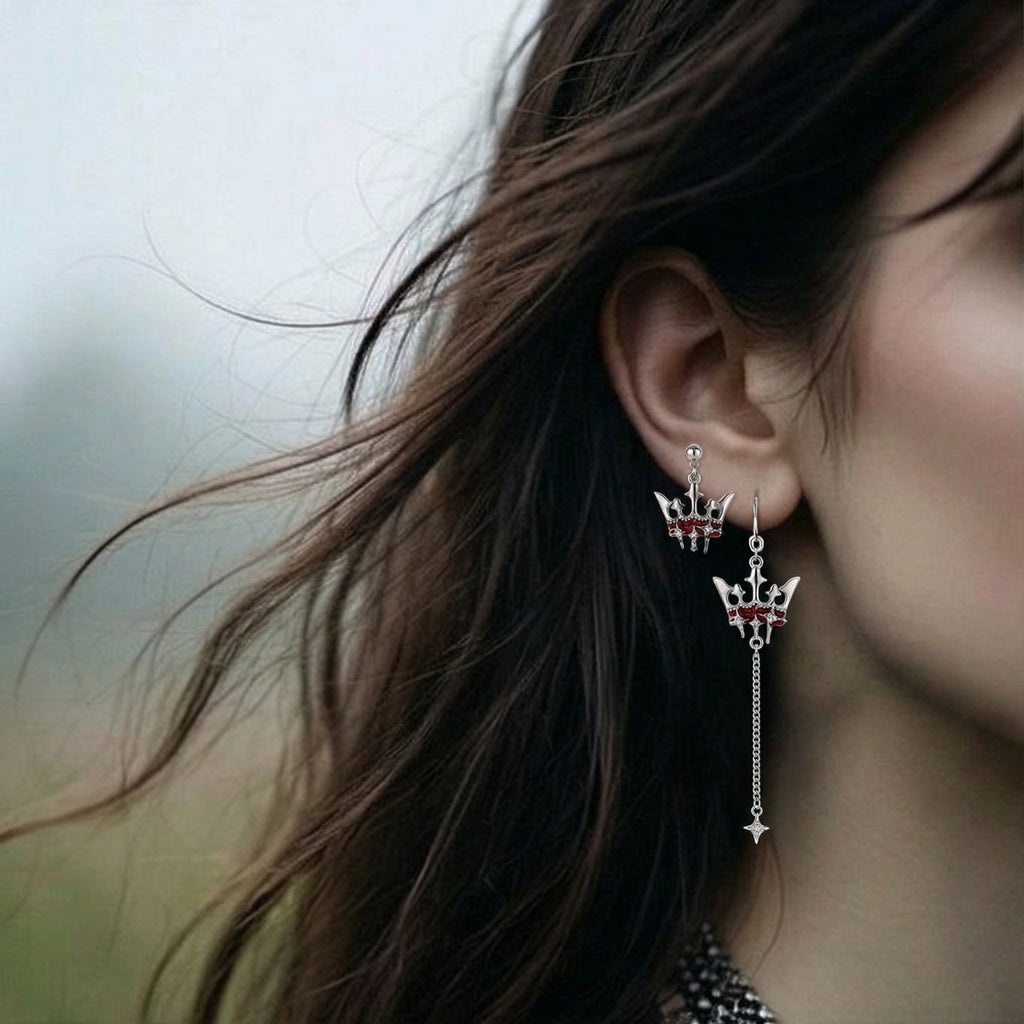 Royal Crown Asymmetric Earrings by Valtrexa