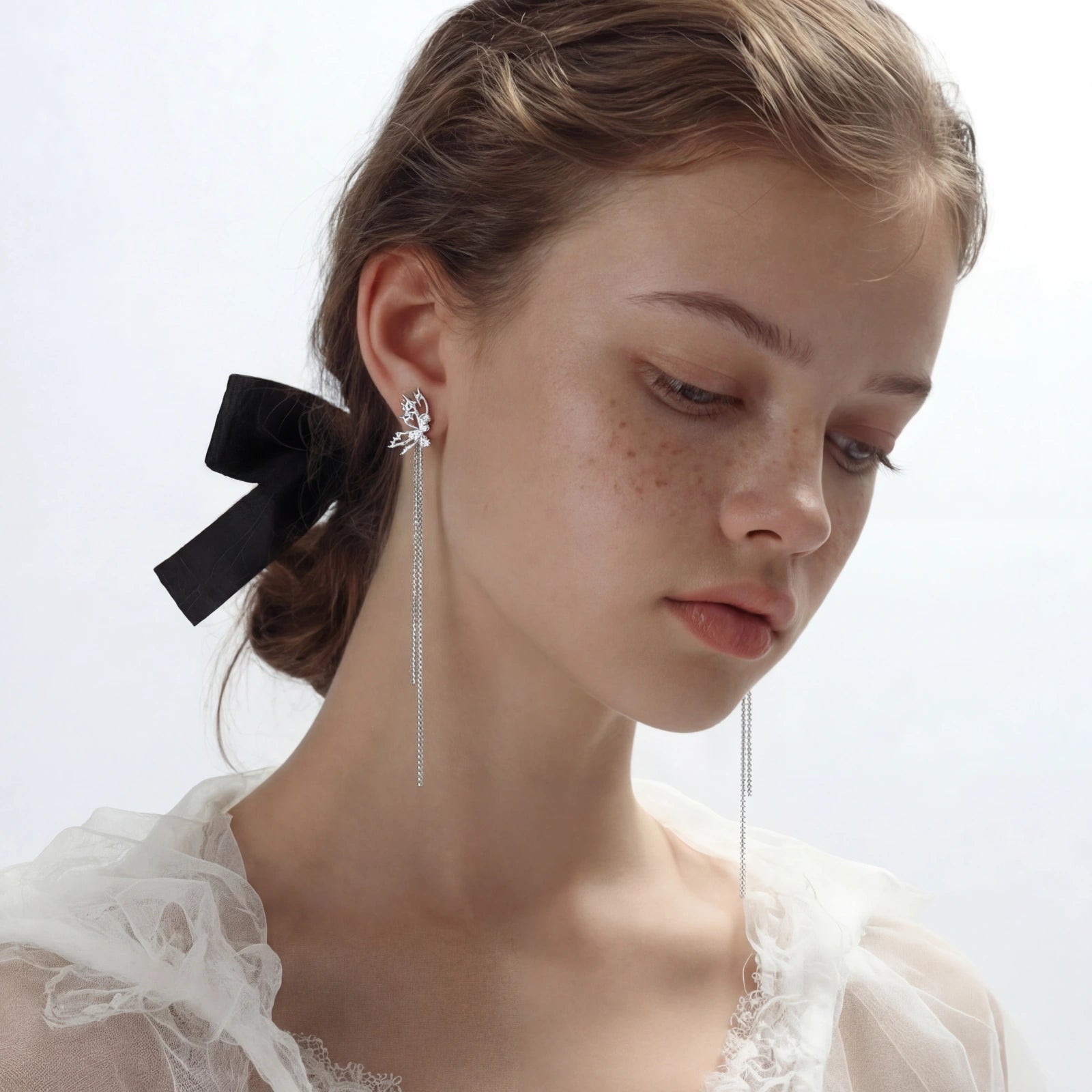 Ethereal Leaf Cascade Earrings by Valtrexa