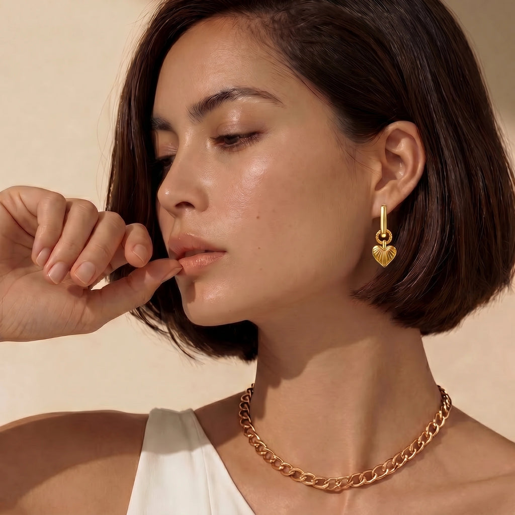 Sunburst Heart Huggie Earrings by Valtrexa